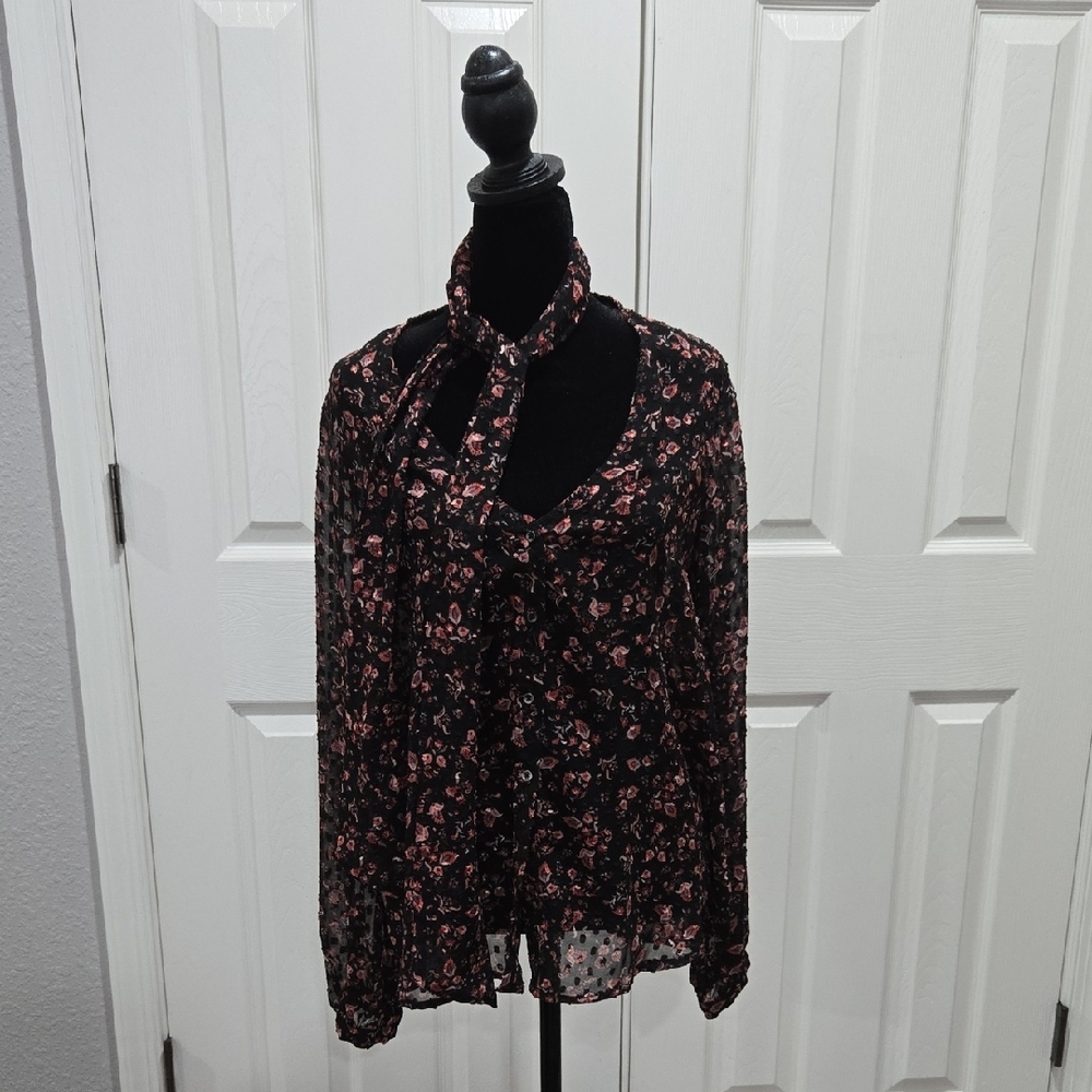 Floral Black and Pink Women's Top